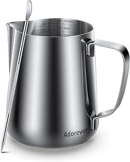 Milk Frothing Pitcher 350ml/600ml/900ml/1500ml (12oz/20oz/32oz/50oz) Steaming Pitchers Stainless Steel Milk/Coffee/Cappuccino/Latte Art Bar...