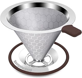 Roogaluckeep Pour over Coffee Dripper, Stainless Steel Paperless Reusable Coffee Filter, Metal 600 Mesh Strainer Coffee Ma...